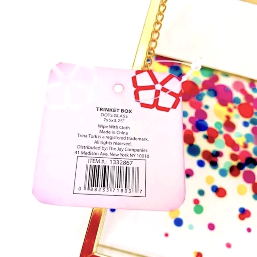 Trina Turk Dots Glass Jewelry Box with Gold Trim - Picture 5 of 7